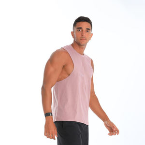 Débardeur de sport décontracté pour homme 2025 OEM, sans manches, avec fente latérale, en coton respirant, vente en gros à bas prix - Product Image 3