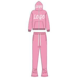 Ensemble 2 pièces de survêtement de fitness pour hommes : sweat à capuche zippé en coton épais et pantalon de jogging oversize – Vente en gros - Product Image 5