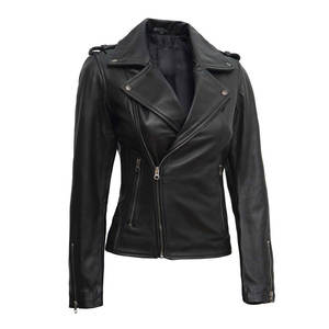 Meilleur prix Veste en cuir pour femmes Veste en cuir teinte unie à vendre Concevez votre propre veste en cuir pour femmes - Product Image 1