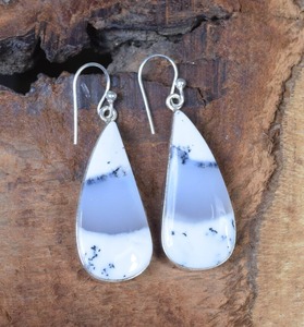 ต่างหูห้อยประดับโอปอลเดนไดรต์ทำมือ ชุบทองบนเงินแท้ ของขวัญแต่งงานสำหรับผู้หญิง เครื่องประดับแฟชั่น - Product Image 3