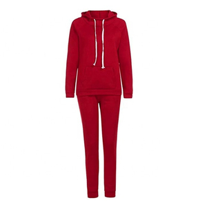 Prix de gros Survêtement d'entraînement pour femme, hiver, vintage, 2 en 1, avec cordon de serrage, en polyester/coton épais, poches latérales - Product Image 1