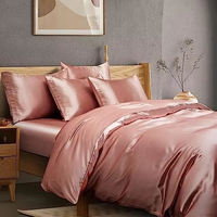 Ensemble de literie personnalisé en satin, rouge vin, luxe, double, housse de couette, garnissage en soie tissée