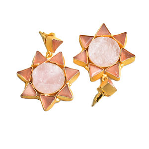 Pendientes de Racimo de Latón Premium, Chapados en Oro, Hechos a Mano, con Acabado de Latón Satinado Semiprecioso, Pieza de Diseño Moderno de Alta Calidad - Product Image 2