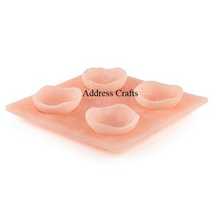 Plateau de service en résine de quartz rose écologique tendance, bols à noix, vaisselle, utilisation en fête, bol de service alimentaire, bol à bonbons, bol à en-cas - Product Image 2