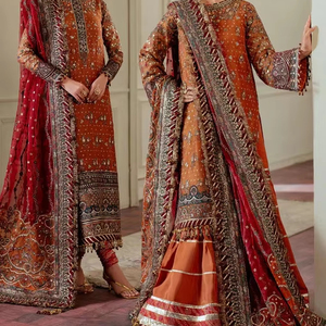 Lehenga Choli Anarkali en acrylique brodé lourd, style pakistanais de luxe, pour femme, idéal pour les mariages et occasions spéciales, coupe maxi. - Product Image 1