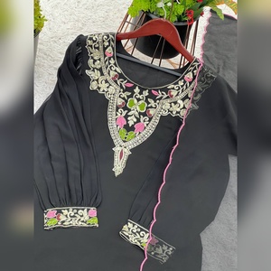 Trendy arrival multi color georgette salwar kameez sharara set featuring resham work <b>detail</b> and fancy dupatta 2025 collection - Product Image 3
