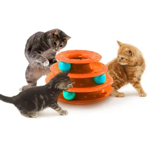 Directly From the Factory Wholesale 3 Level Plastic Roller Tracks Tower Cat Ball Toy Interactive Pet Cat Toy