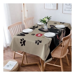 Personalized Trendy Cheap Black <b>Square</b> Shape 100% Organic Cotton GOTS Certified Classic Design High Quality Soft Table Covers - Product Image 5