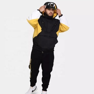 Chaqueta de lluvia con logotipo personalizado para hombre, cortavientos de poliéster tejido de bloque de color, nuevo diseño - Product Image 4