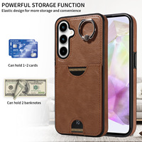 Casing Ponsel Ring Grip PU+TPU untuk 17 Air Pro Max dengan Tempat Kartu SIM & Penyangga Anti-jatuh Tahan Guncangan Anti-sidik Jari 4 Warna