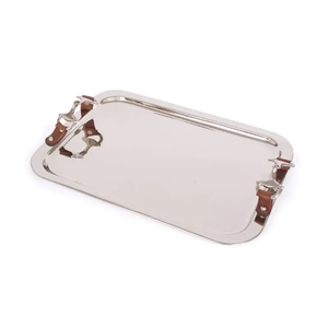 Bandeja DE SERVICIO DE ALUMINIO Bandeja de servicio de metal con forma rectangular Bandeja DE SERVICIO DE METAL decorativa hecha a mano Bandeja de diseño clásico - Product Image 2