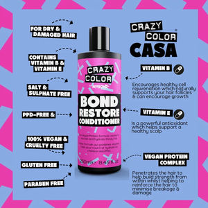 Acondicionador restaurador de color Crazy Color Bond, vegano, sin sulfatos, repara y restaura el cabello - Product Image 2