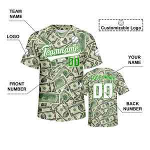 Camisa deportiva personalizada con patrón de dólar con número de nombre del equipo, ropa de calle verde de Hip Hop para niños adultos, camiseta de fútbol americano - Product Image 2