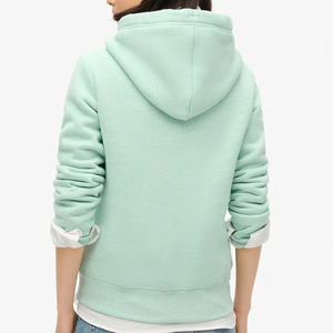 Sweat à capuche court zippé pour femme 100 % coton respirant anti-boulochage avec manches tombantes - Product Image 6