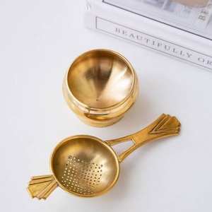 ที่กรองชาทองเหลืองแท้สำหรับครัว บ้าน โรงแรม หรือร้านอาหาร พร้อมแปรงทำความสะอาด อุปกรณ์ครัว - Product Image 1