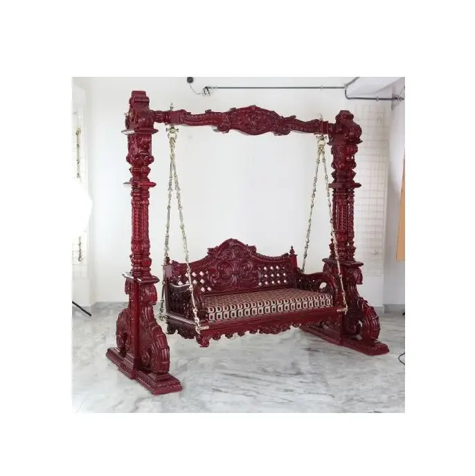 Balançoire de présentation de ferme décorative vintage et antique en bois massif sculpté royal de qualité supérieure