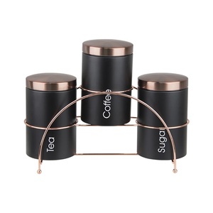 Recipiente de azúcar Black ceramicElegance con acabado antiguo para mesa de cocina Recipiente SS cepillado al por mayor - Product Image 3