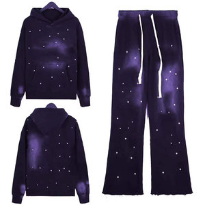 Elegante chándal acampanado sólido con capucha de alta calidad para hombres ropa de calle Unisex 100% algodón transpirable de secado rápido al por mayor - Product Image 5