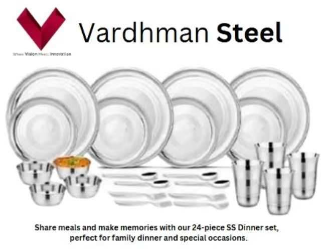 Hot Sale 24-Piece Stainless Steel Dinner Set with Plant Pattern Cutlery Dishes Plates Includes Ins Design Style Serving Knives