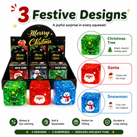 Jouet anti-stress personnalisé avec logo, cube scintillant de Noël, jouet sensoriel à presser doux au toucher avec motifs Père Noël, bonhomme de neige et sapin