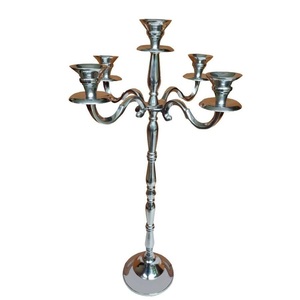 High Quality Silver Metal <b>Candelabra</b> With 5 Arms & Custom Color Wedding Centerpiece Home Decor for Sale at Wholesale - Product Image 3