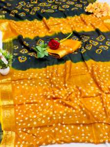 Presentando el nuevo Shibori Pure Bandhej y tejido Jacquard Border con Rich Palau Sari Collection para mujeres - Product Image 3