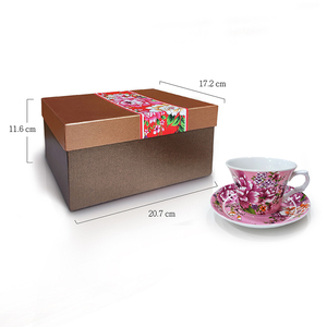 Tasse en céramique Shin Tai Yuan avec motif pivoine rose, impression par transfert d'eau, durable, lavable, vaisselle avec soucoupe - Product Image 3