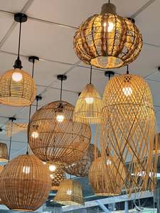 Vietnam gros Antique bambou suspension lampe Folk Art Style Plug-In lumière décoration pour la maison jardin grand Souvenir cadeau artisanat - Product Image 6