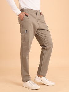Pantalon cargo Midrise à six poches en sergé de coton pour hommes, en matériau extensible marron L, à porter toute la journée pour toutes les occasions - Product Image 4