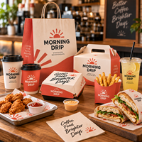 Ensemble d'emballages personnalisés AT PACK pour café à emporter avec logo, sacs en papier, gobelets à café, boîtes alimentaires et fournitures de restaurant pour la promotion de votre marque