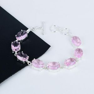 Pink Kunzite Tennis <b>Bracelet</b> 925 Sterling <b>Silver</b> Handmade Luxury Gemstone Jewelry Glowing Effect GIA Certified Elegant Gift for - Product Image 5