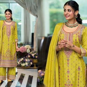 Écrasement des tissus de qualité supérieure avec travail cousu Sui Work Palazzo Costumes Manches lourdes avec travail Produit en vrac fait à la main - Product Image 2