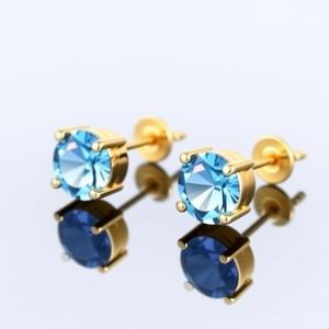 ต่างหูเงินแท้ทำมือสำหรับผู้หญิงทำจากหินเดี่ยวสีฟ้าบุษราคัม - Product Image 3