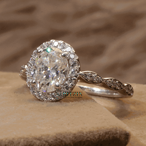 วงแหวนรูปไข่และทรงกลมสำหรับผู้หญิงแหวนหมั้นพร้อมเน้นเสียง - Product Image 2