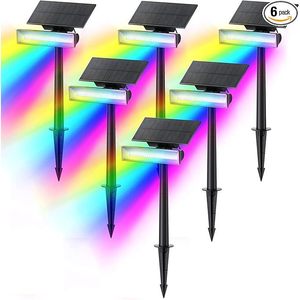 Consciot Lot de 6 projecteurs solaires 54 LED 7 couleurs changeantes étanches IP67 5W Puissance Projecteurs de jardin extérieurs certifiés RoHS - Product Image 5