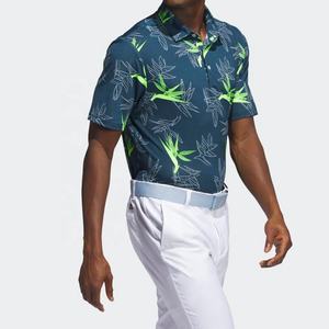 Polo de golf informal para hombre, venta al por mayor, poliéster Spandex con estampado completo, transpirable, seco, 4 vías, patrón sólido elástico - Product Image 2