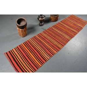 Nouveau tapis en viscose de laine noire Orange traditionnelle 2.3x10ft Design Patchwork turc pour entrée couloir Latex armure Jacquard - Product Image 2