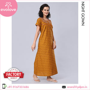 100% algodón hecho señoras ropa de noche para mujer ropa de dormir tejido largo vestido de noche del mejor fabricante del mundo - Product Image 4