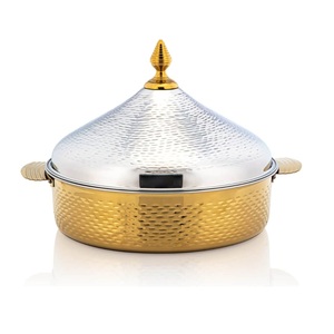 Olla caliente aislada para servir alimentos decorativa curvada a mano para boda, cena, fiesta, cazuela de acero inoxidable, olla caliente para servir - Product Image 6