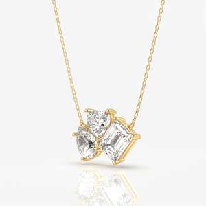 14k Gold Cluster Trio Moissanite Diamond <b>Pendant</b> Fashionable Moissanite Charms - Product Image 2