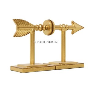 <b>Black</b> Color Powder Coated Heavy Duty <b>Metal</b> Vertical Bookend With Gold Plated Leaves Designer From India In Impressive Price - Product Image 4