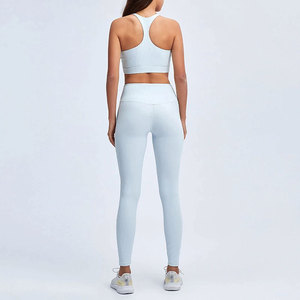 Femmes haute élastique athlétique Fitness soutien-gorge et pantalon Yoga ensemble nouveau chaud Sexy sans couture vêtements de sport respirant motif solide - Product Image 2