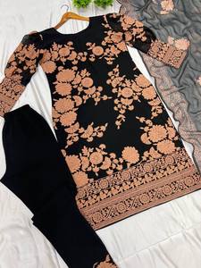 Venta caliente totalmente cosido Salwar Kameez Top-Dupatta para mujeres ropa de fiesta india y pakistaní de Surat - Product Image 4