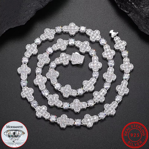 Unisex chapado en oro plata esterlina 925 10mm Cruz tenis cadena VVS1 moissanita diamante joyería fina Hip Hop Collar para mujer - Product Image 2