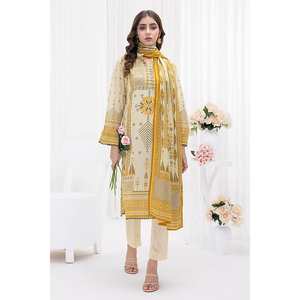 ชุดสูทผ้าลอน 3 ชิ้น สีมัสตาร์ดสำหรับผู้หญิง (แบบยังไม่เย็บติดกัน) - Product Image 5