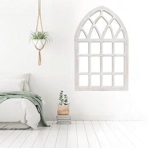 Sculpture murale en MDF de conception moderne artisanale, finition blanchie, cadre sculpté vieilli, scènes de nature, paysages, décoration pour salon - Product Image 5