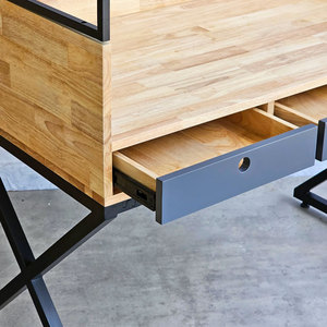 House-Shape <b>Folding</b> Wooden <b>Desk</b> with Storage for Home Office Hotel Workshop-120x60cm - Product Image 6