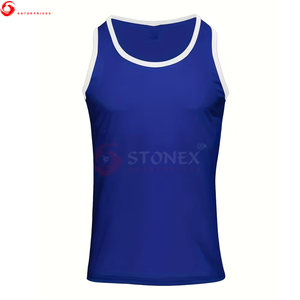 Polyester/coton hommes débardeurs respirant été Fitness porter gilet col rond personnalisable mode Stringer sans manches - Product Image 6