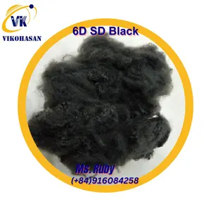 Black Polyester Staple Fiber a Grade Vikohasan Manufacturer and Synthetic Fiber from Vietnam High Quality 6D Solid Recycled