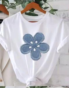 Women's slim short-sleeved <b>shirt</b> knitted T-<b>shirt</b> crewneck short-sleeved T-<b>shirt</b> - Product Image 2